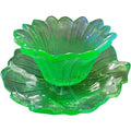 Indiana Glass Uranium Green Tiara Flower Flat Sherbet Set