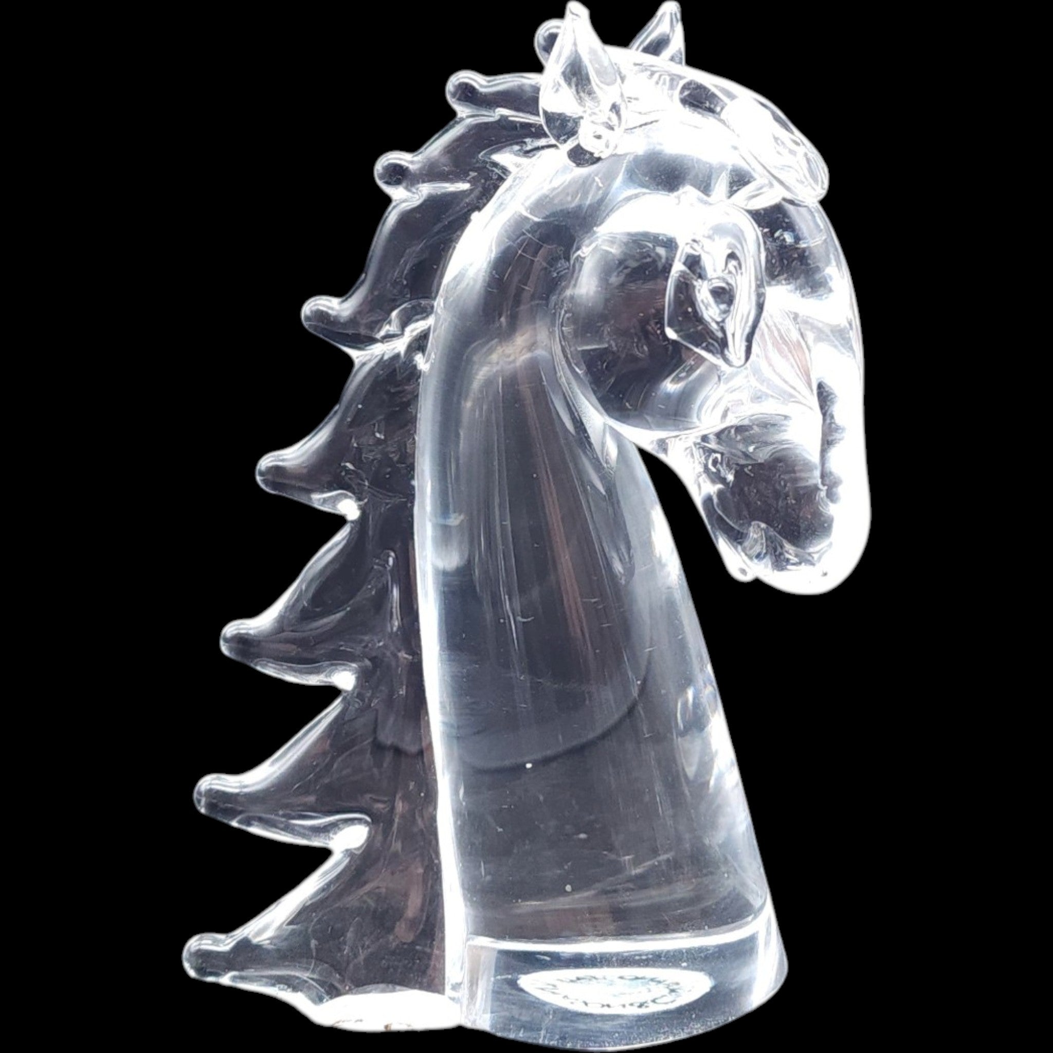 V. Nason & C. Murano Clear Glass Horse Head Figurine Italian Art Glass