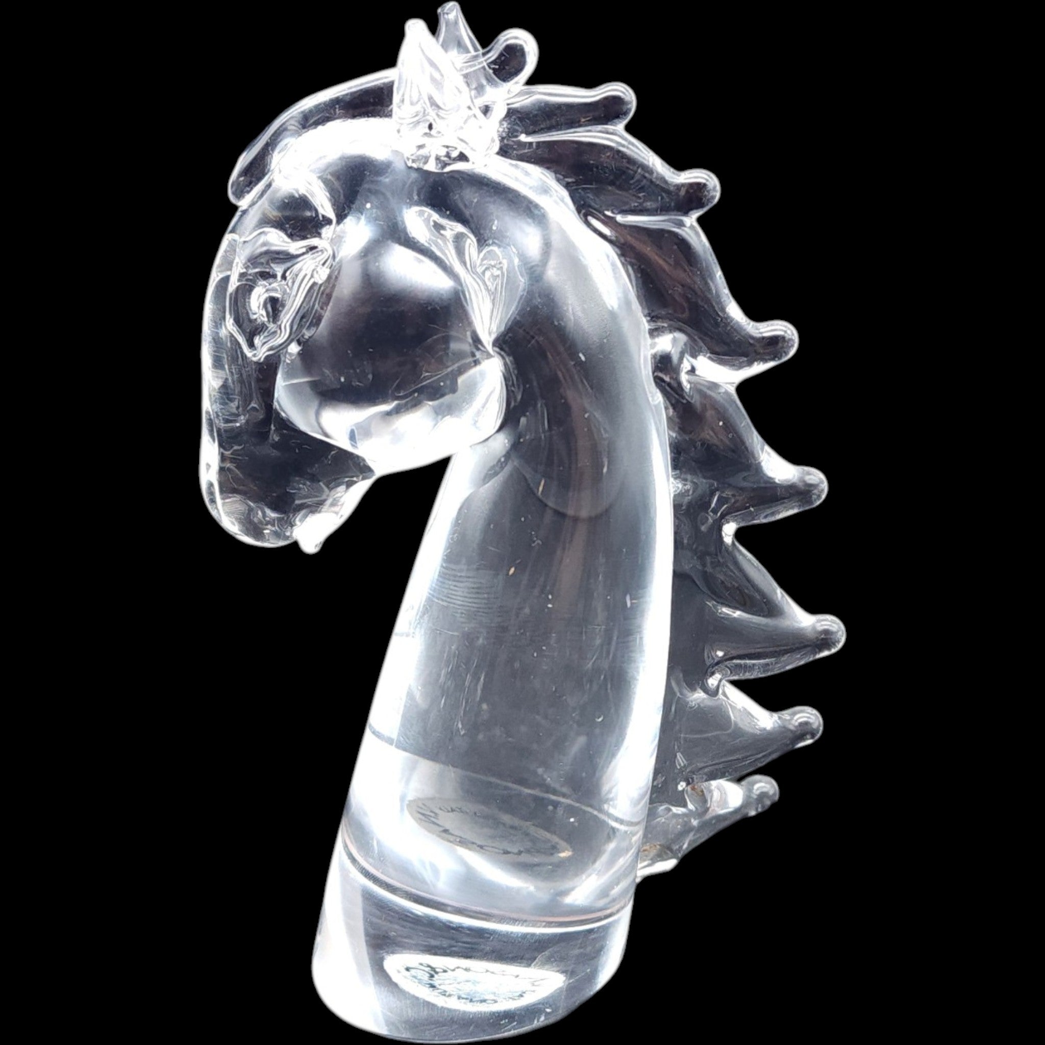 V. Nason & C. Murano Clear Glass Horse Head Figurine Italian Art Glass