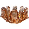 Vintage Venetian Hand Blown Amber Art Glass Swung Bowl