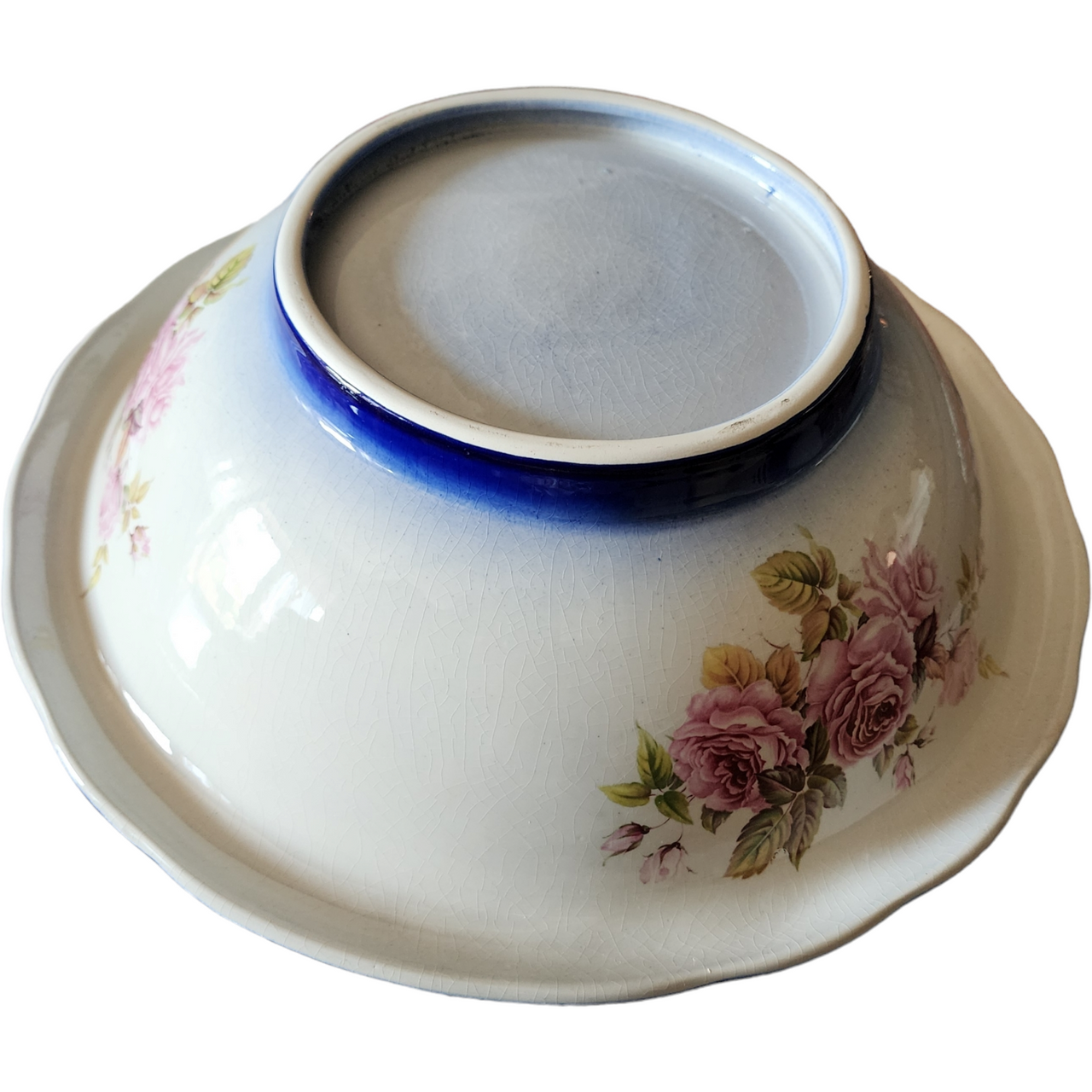 Victorian Cobalt White Floral Porcelain Wash Stand Set Pitcher & Bowl