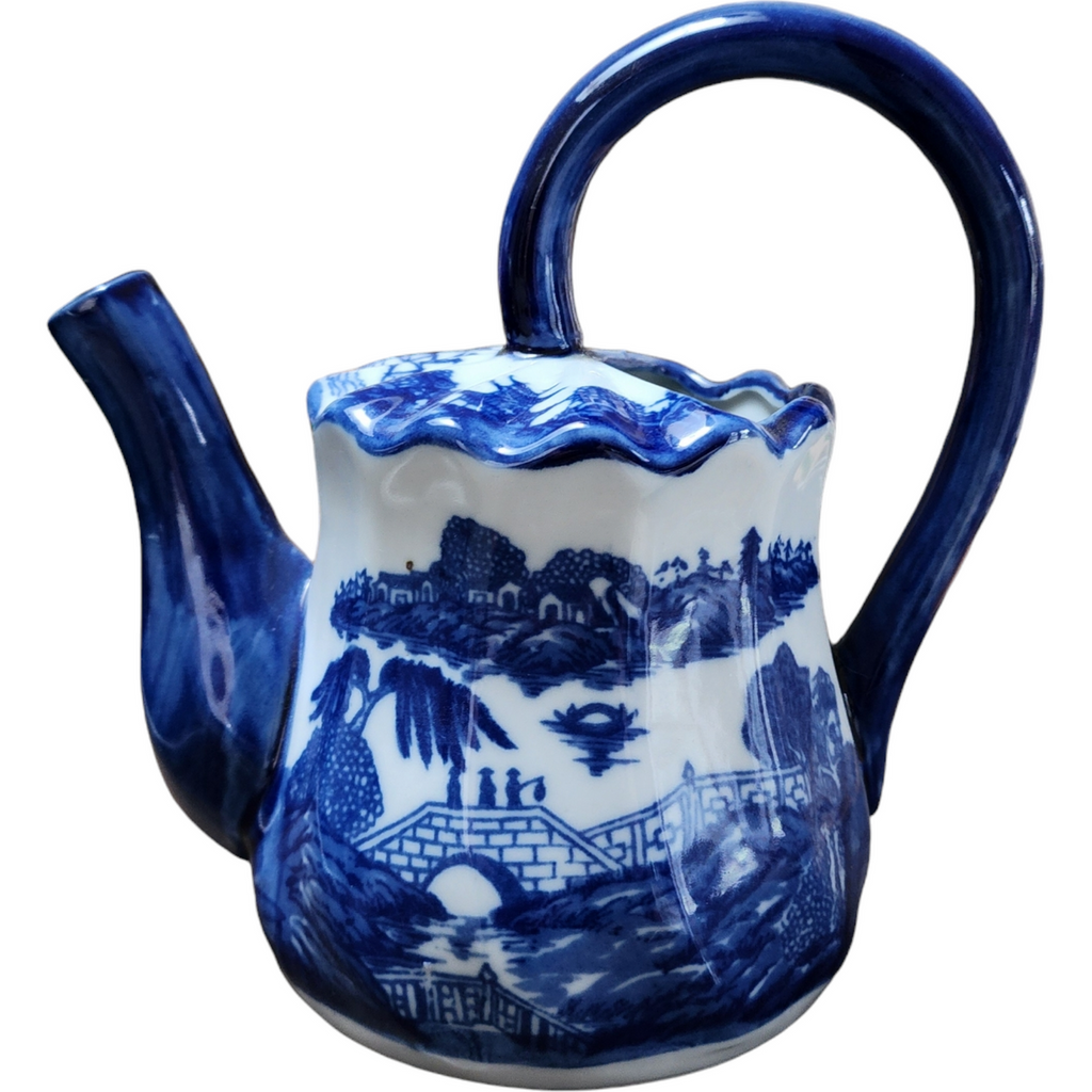 Victoria Ware Ironstone Blue & White Transferware Water Pitcher Watering Can