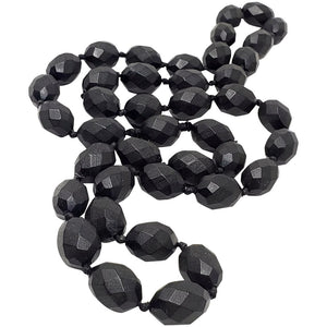 Victorian Faceted Bog Oak Bead Mourning Necklace