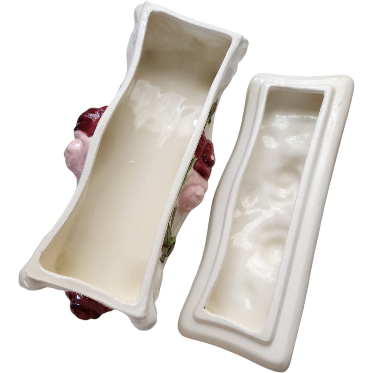 Creek Turn Ceramic Floral White and Pink Trinket Box