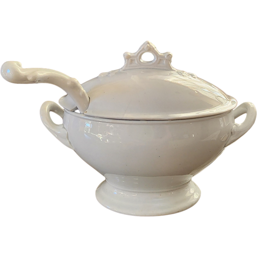 Victorian George Jones Stone China Stoke on Trent Sauce Boat & Ladle