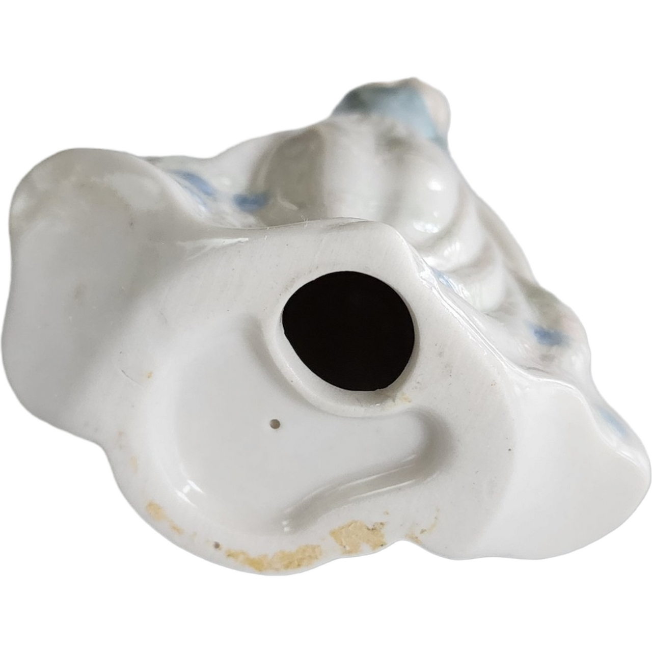 Victorian Women Glazed Porcelain Blue White Floral Figurine