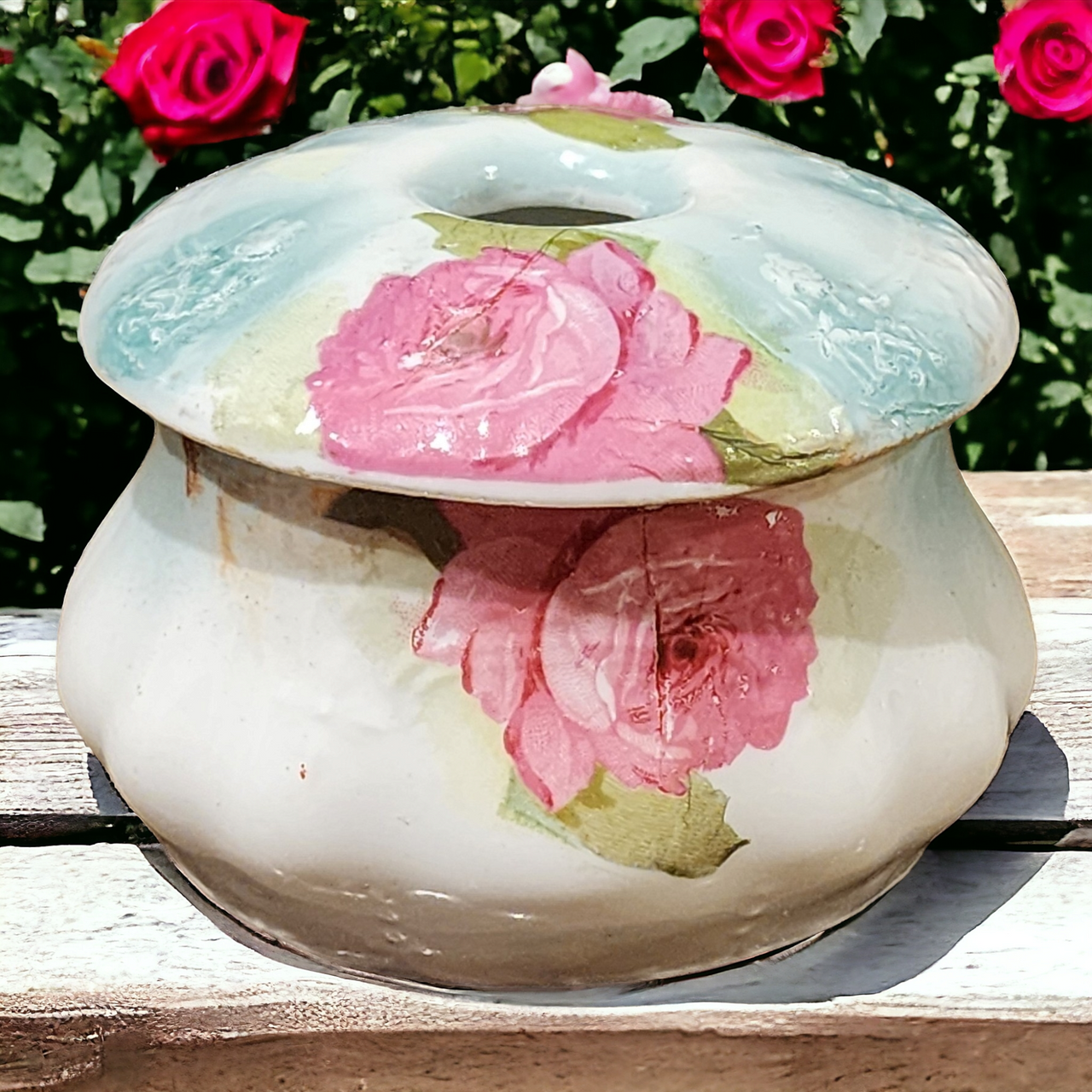 Victorian Hand Painted Porcelain Hair Receiver Western Germany