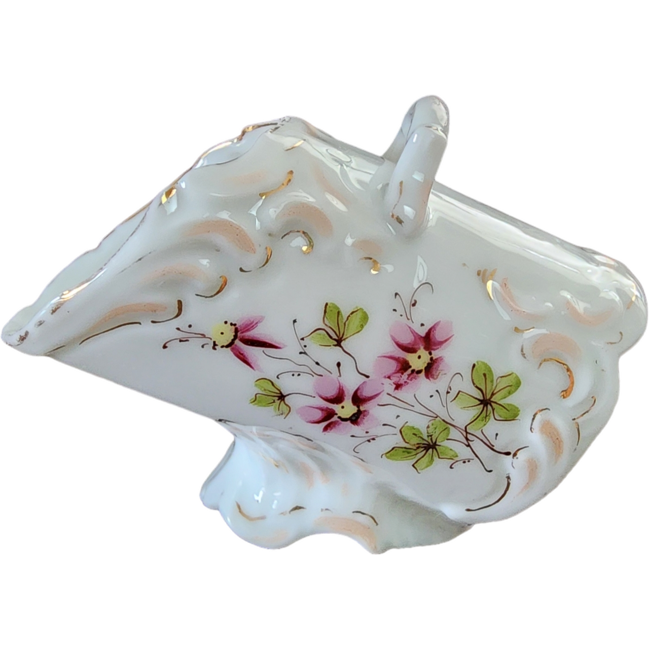 Victorian Hand Painted Porcelain Log Toothpick Holder Western Germany
