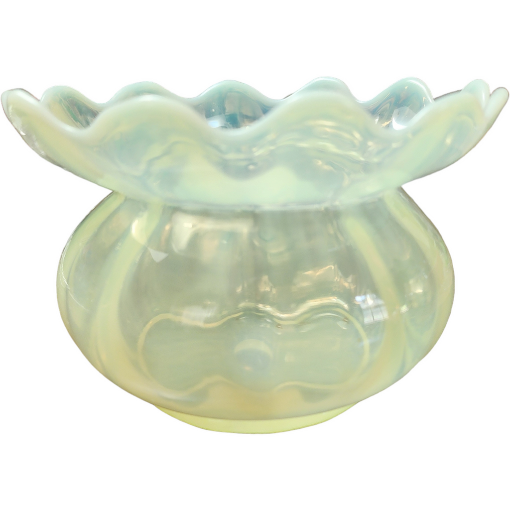 Antique Victorian Uranium Vaseline Glass Posy Vase Glowing Collectible