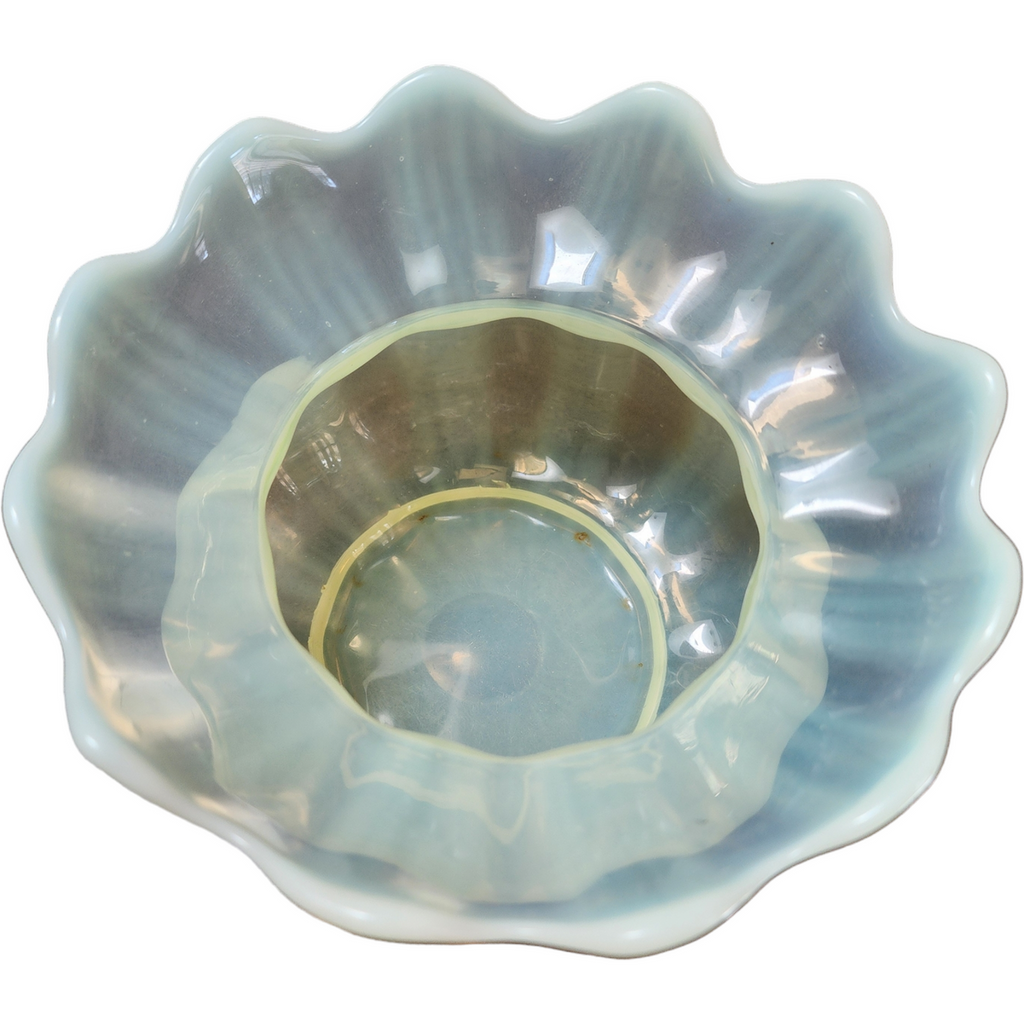 Antique Victorian Uranium Vaseline Glass Posy Vase Glowing Collectible
