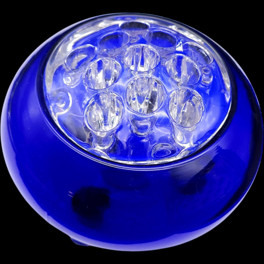 Viking Glass Cobalt Blue Flowerlite Bowl with Clear Flower Frog Insert