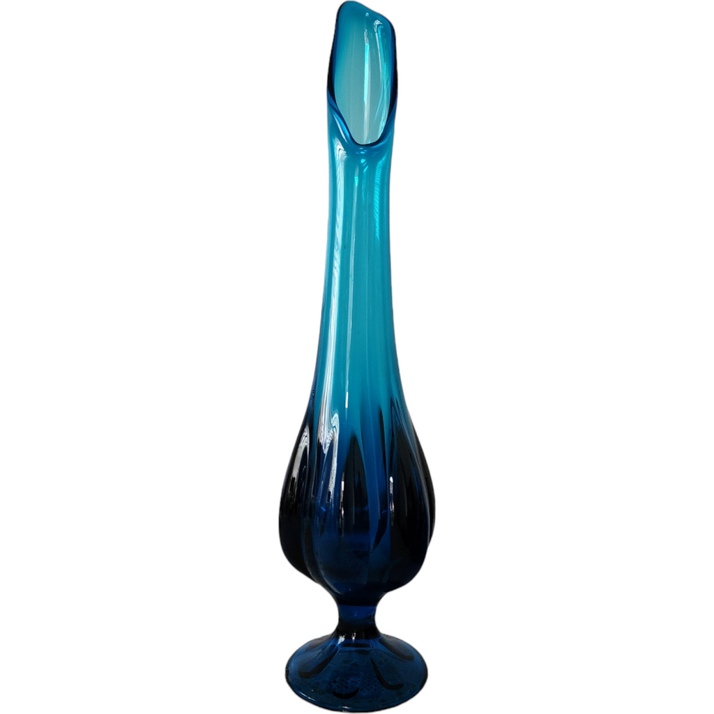 Viking Stretch Epic Blue Bluenique Pressed Glass Large Swung Vase