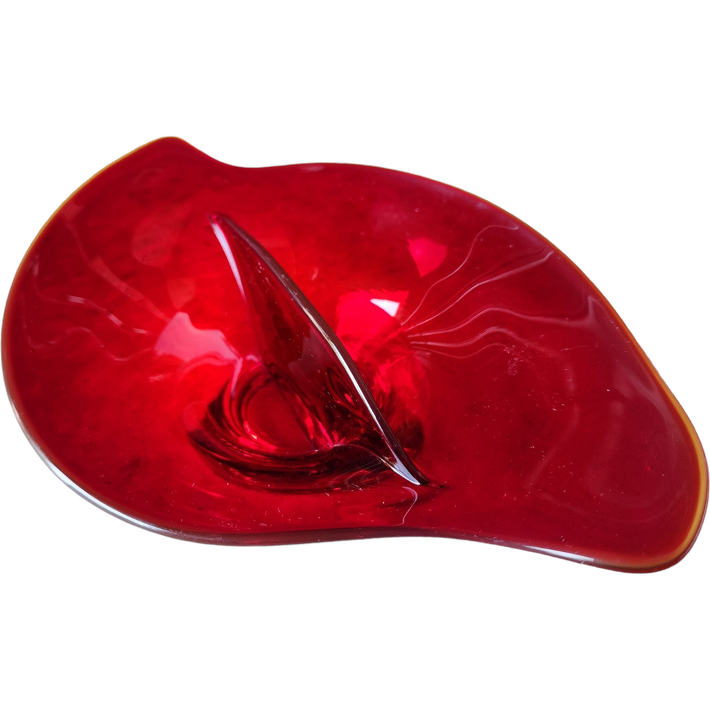 Viking Glass Ruby Red Cadmium Glow Divided Dish