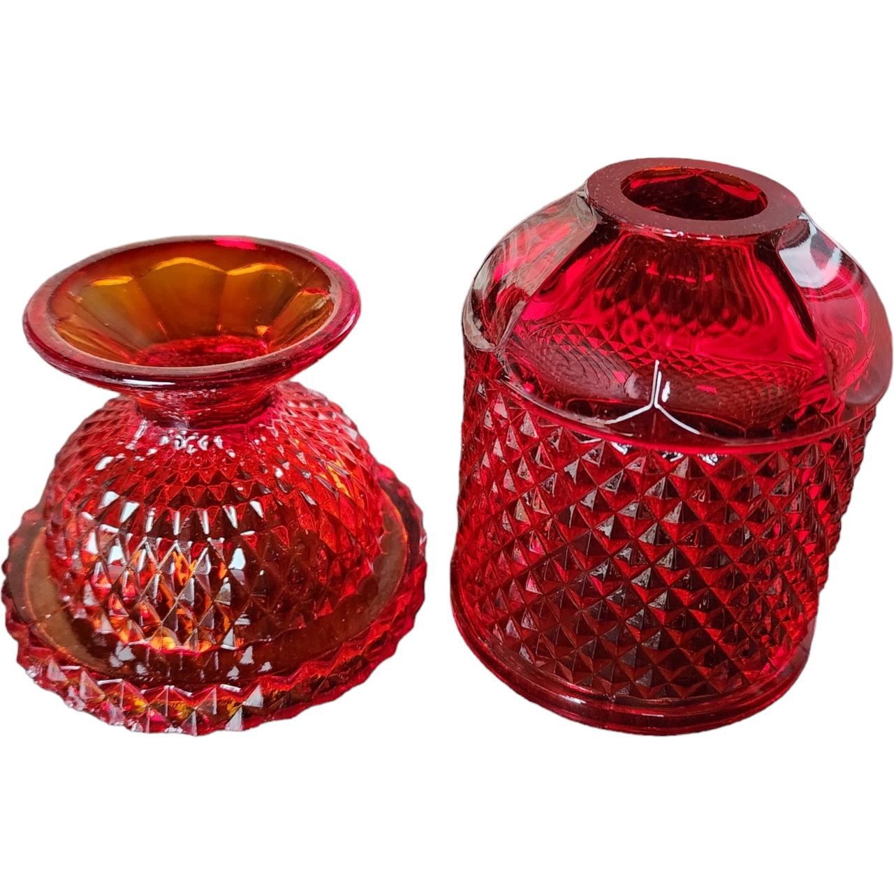 Viking Glimmer Red Diamond Point 2 Piece Candle Lamp