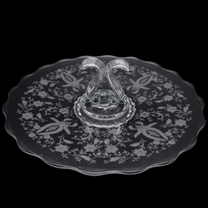 12" Viking Glass Prelude Crystal Center Handle Tray