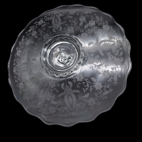 12" Viking Glass Prelude Crystal Center Handle Tray