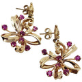 Vintage 2ct Ruby Dangling Earrings In Gold