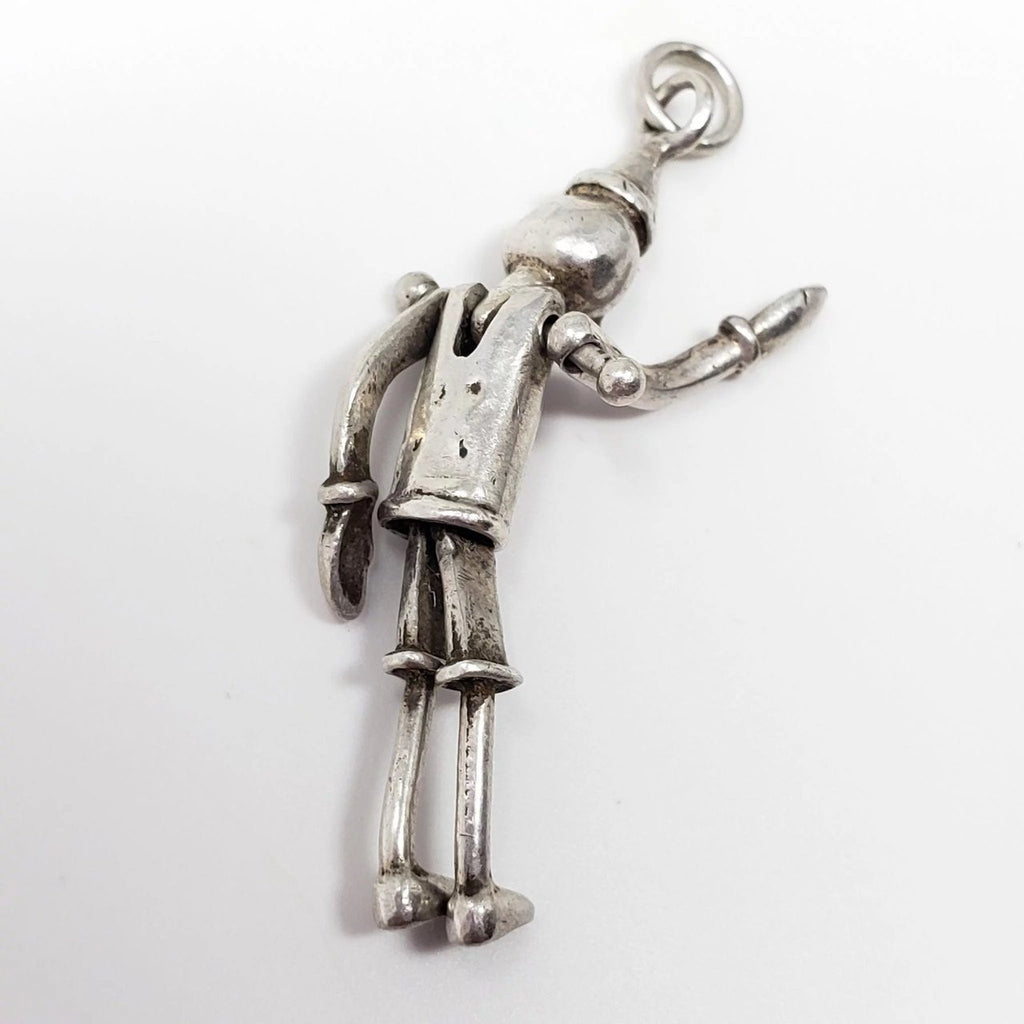 Vintage Large Articulated Pinocchio Puppet Sterling Silver 925 Charm