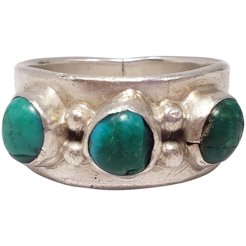 Vintage Navajo Native American Turquoise Sterling Silver Men's Ring Sz 11