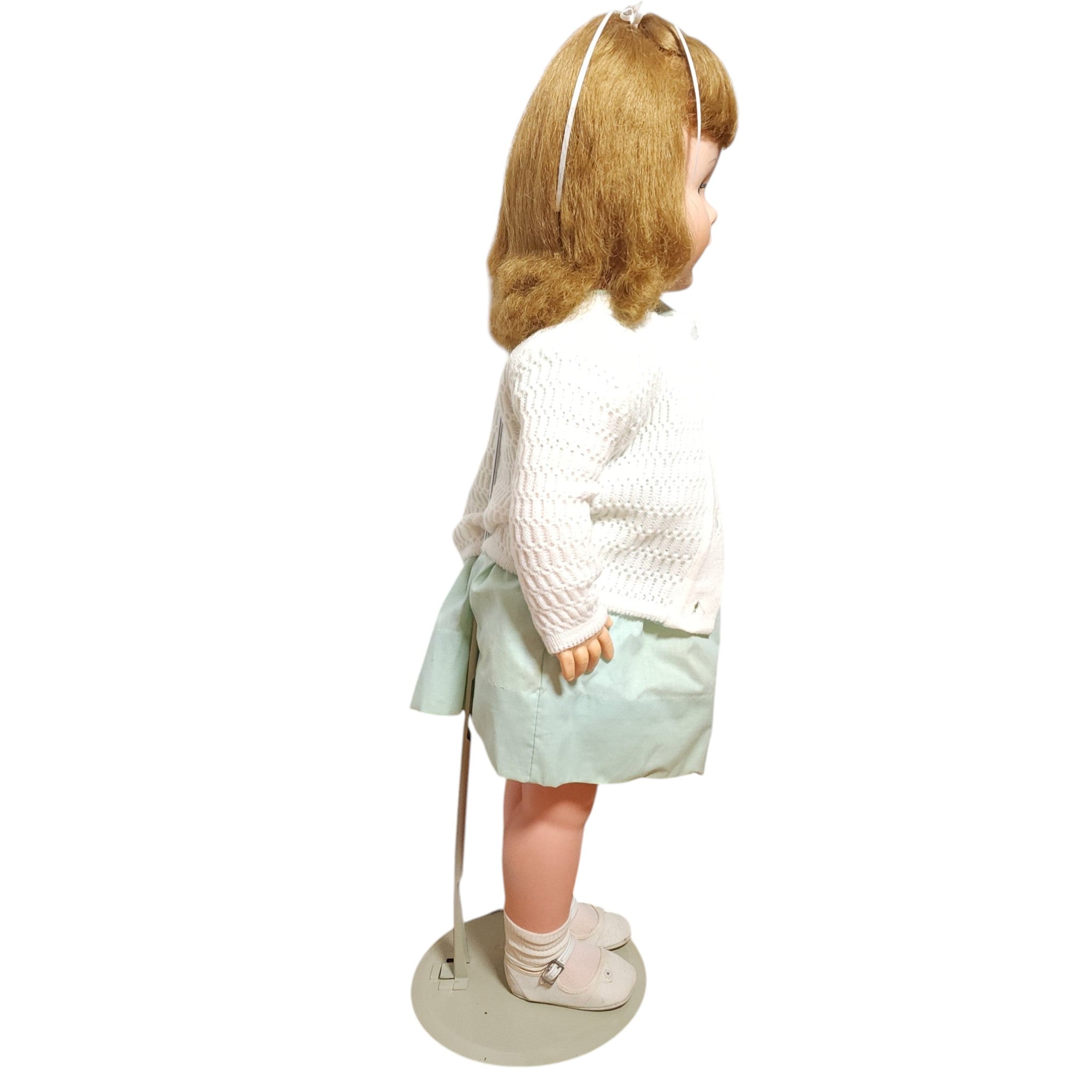 Vintage 1950s Walker Doll in Mint Green Dress and Cardigan - 29"