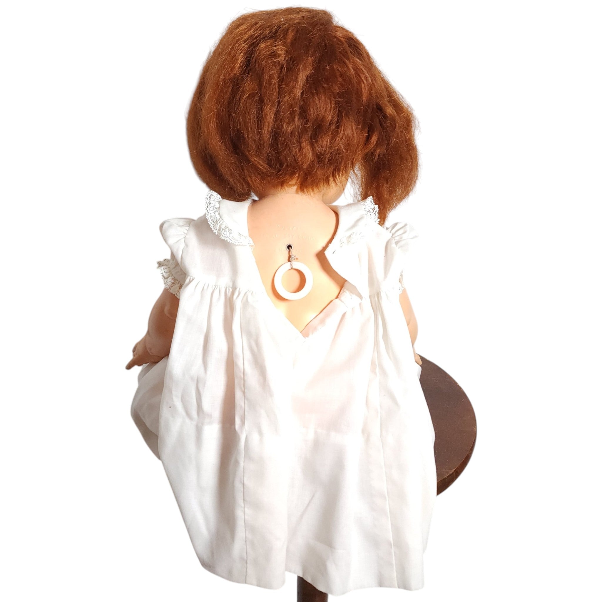Vintage 1973 Ideal Toy Corp Pull-String Doll in Smocked White Dress