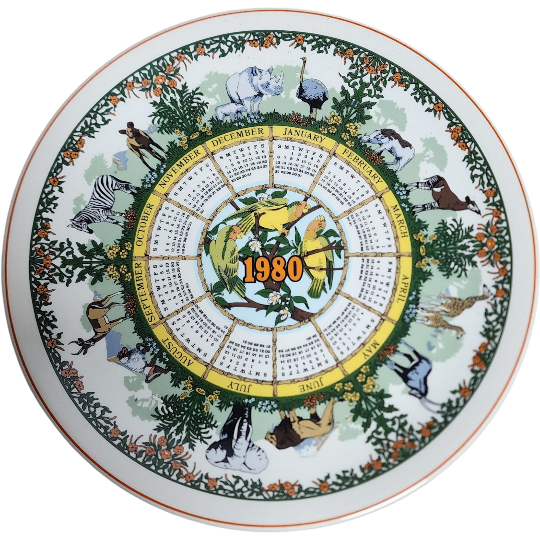 Vintage 1980 Wedgwood Safari Calendar Plate Tenth Series No Box
