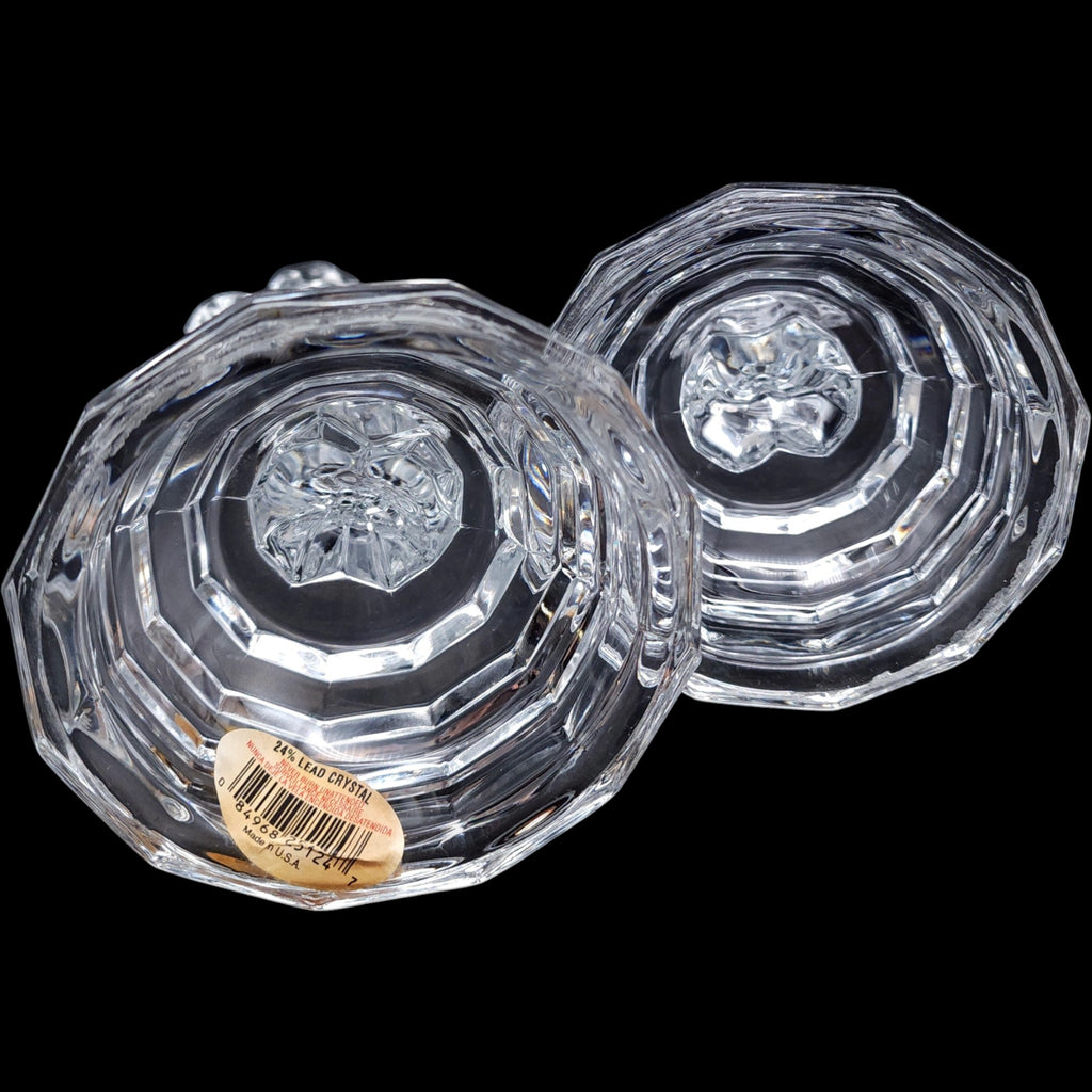 Vintage 24% Lead Crystal Nutcracker Candlestick Holders - Pair