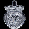 Vintage 5-Inch Cut Crystal Mustard Jam Jar with Spoon Notch Lid