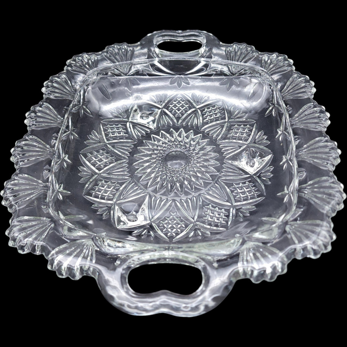 Vintage Alco Clear Glass Handled Serving Tray - Made in Indonesia