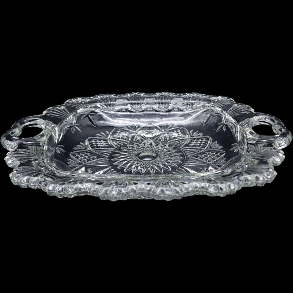 Vintage Alco Clear Glass Handled Serving Tray - Made in Indonesia