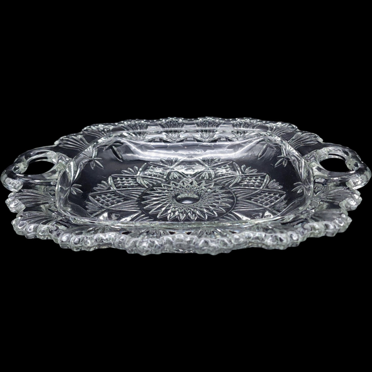 Vintage Alco Clear Glass Handled Serving Tray - Made in Indonesia