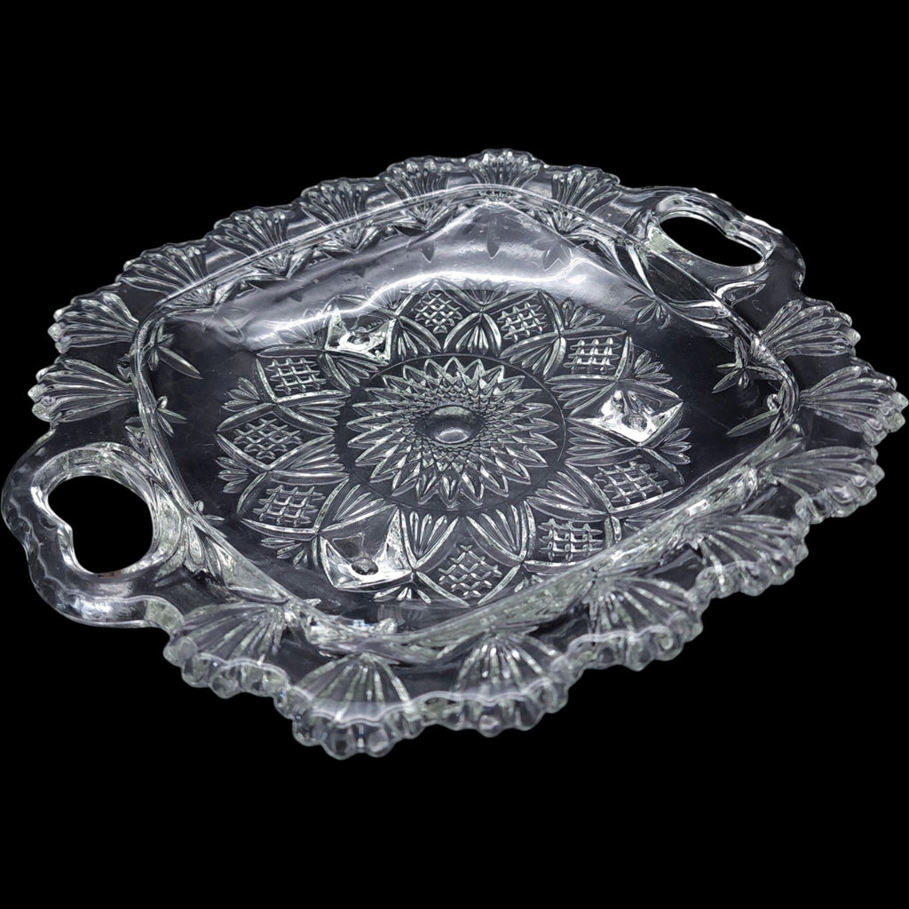 Vintage Alco Clear Glass Handled Serving Tray - Made in Indonesia