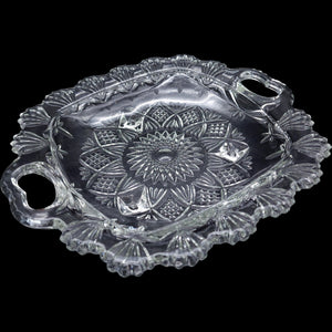 Vintage Alco Clear Glass Handled Serving Tray - Made in Indonesia