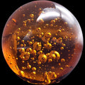 Vintage Amber Art Glass Sphere Paperweight with Controlled Bubbles