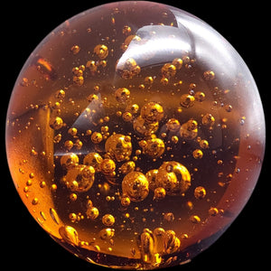 Vintage Amber Art Glass Sphere Paperweight with Controlled Bubbles