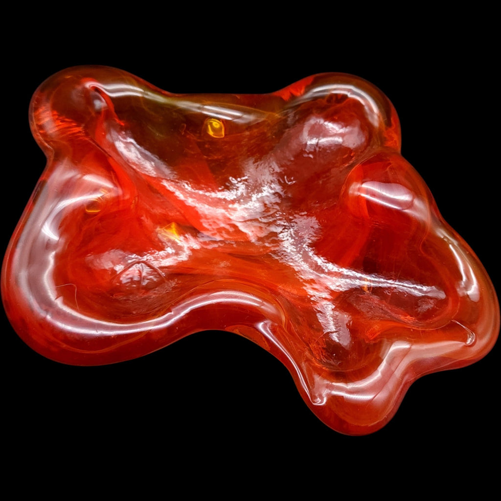 Vintage Amberina Glass Freeform Free-Form Ashtray Trinket Dish