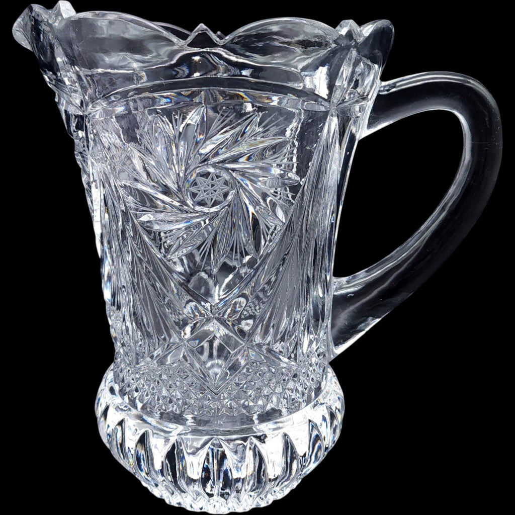 Vintage American Brilliant Cut Glass Style Pinwheel Pitcher