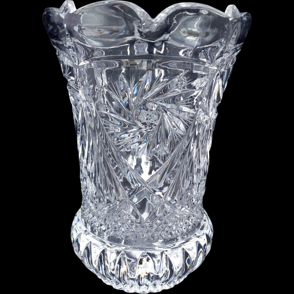Vintage American Brilliant Cut Glass Style Pinwheel Pitcher