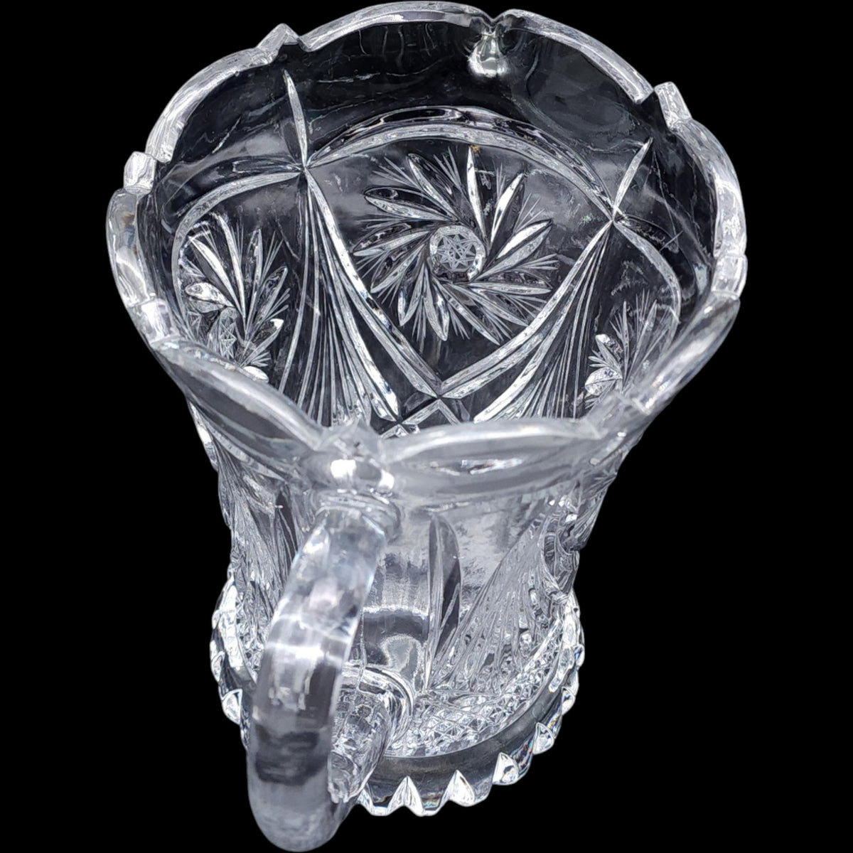 Vintage American Brilliant Cut Glass Style Pinwheel Pitcher