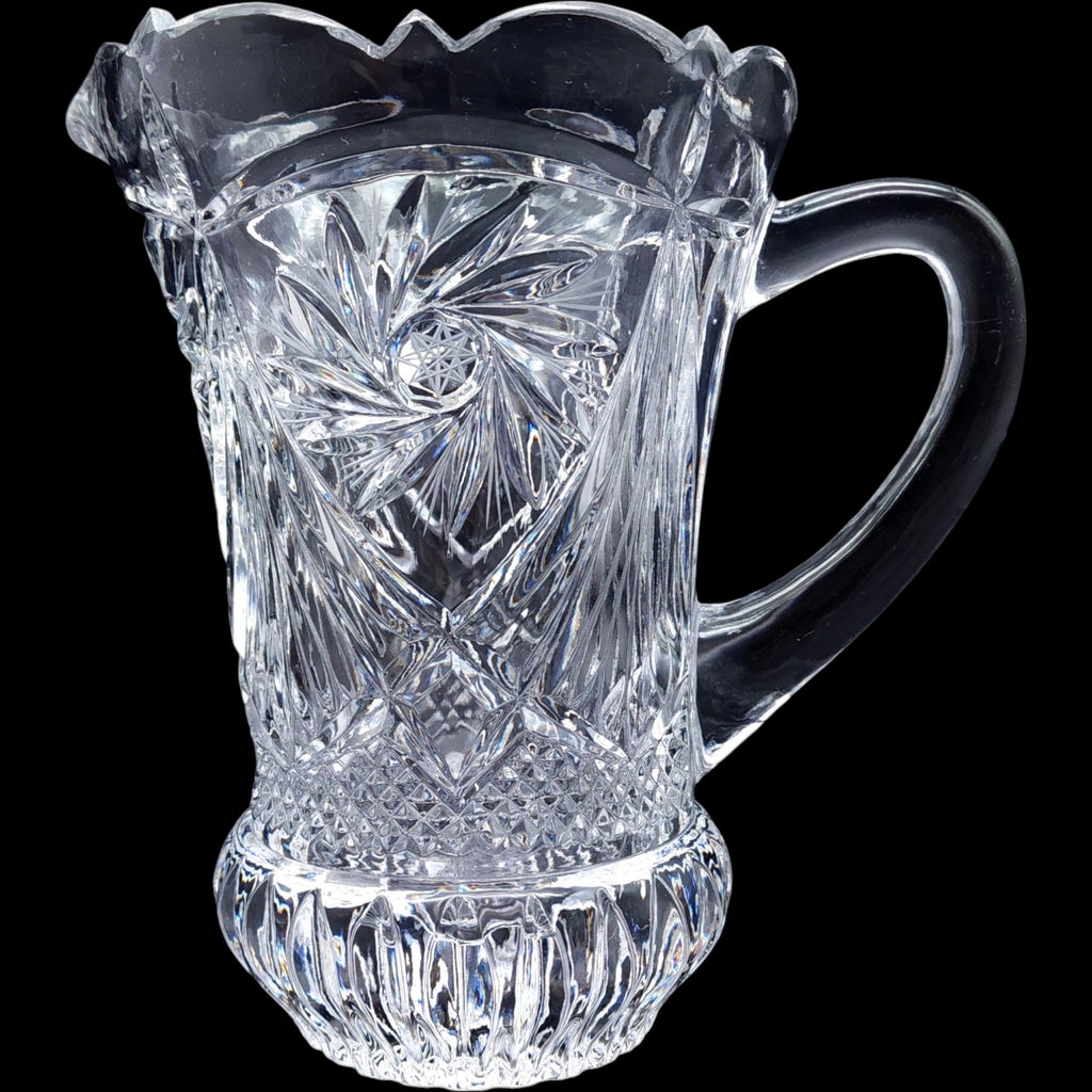 Vintage American Brilliant Cut Glass Style Pinwheel Pitcher