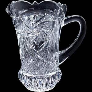 Vintage American Brilliant Cut Glass Style Pinwheel Pitcher
