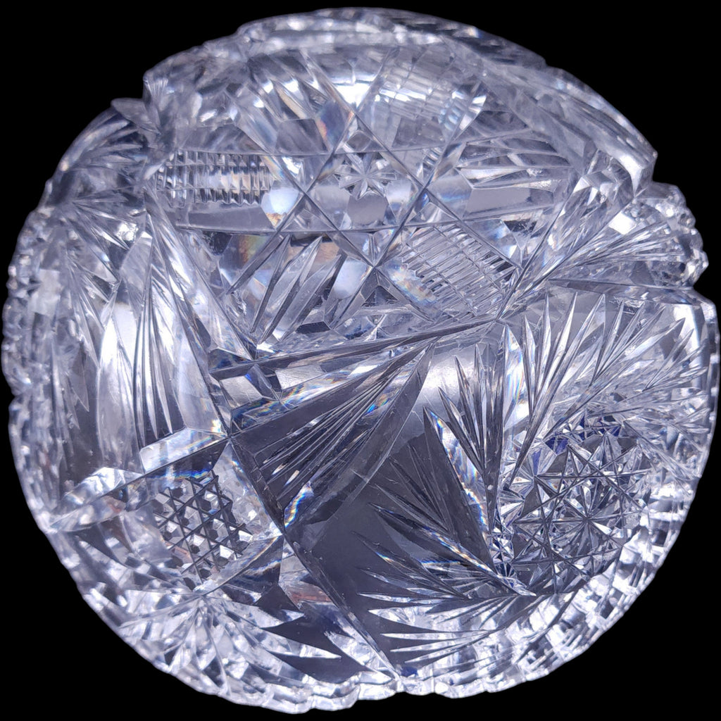 Vintage American Brilliant Period Cut Crystal Pinwheel & Starburst Bowl