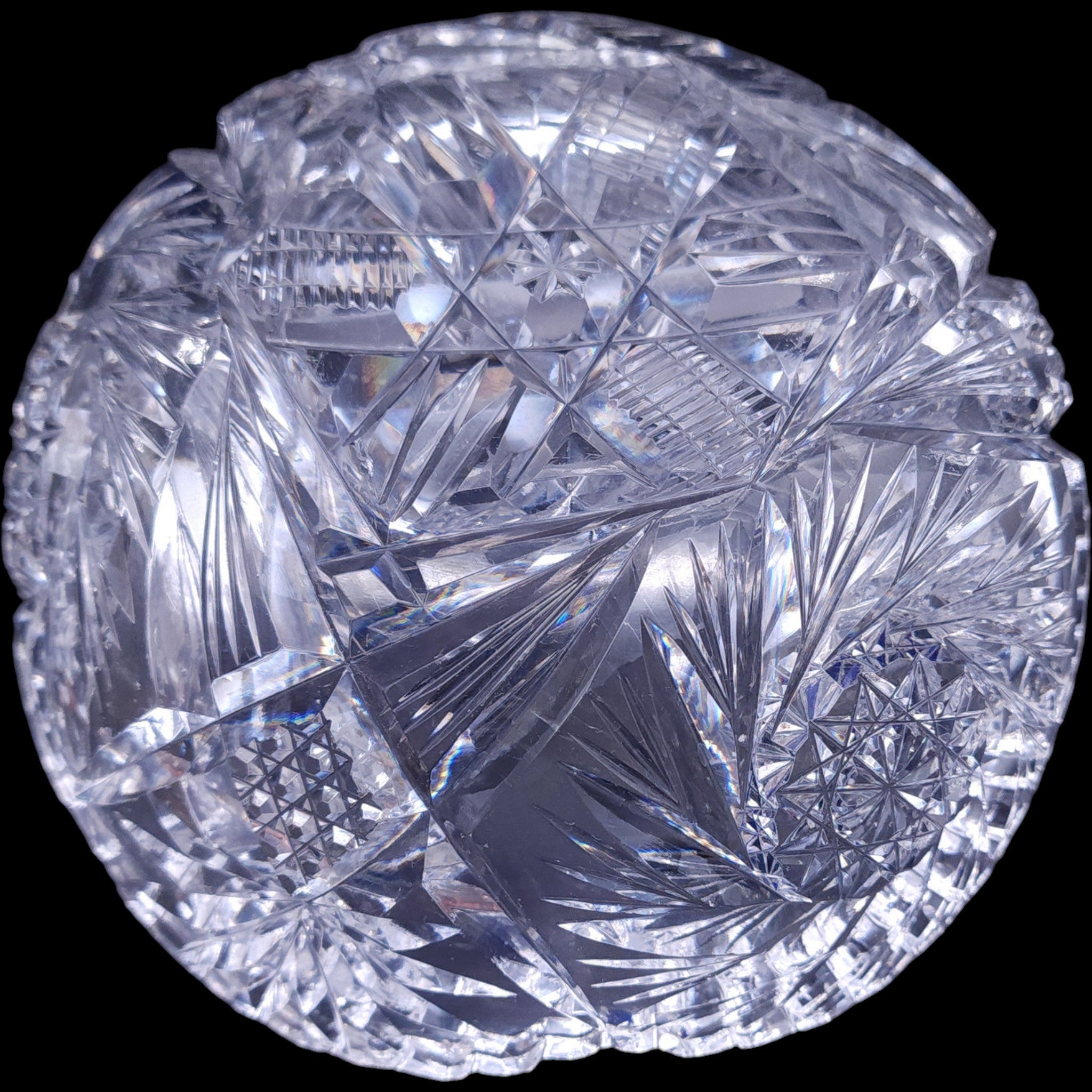Vintage American Brilliant Period Cut Crystal Pinwheel & Starburst Bowl