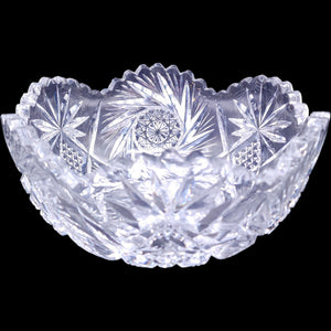 Vintage American Brilliant Period Cut Crystal Pinwheel & Starburst Bowl
