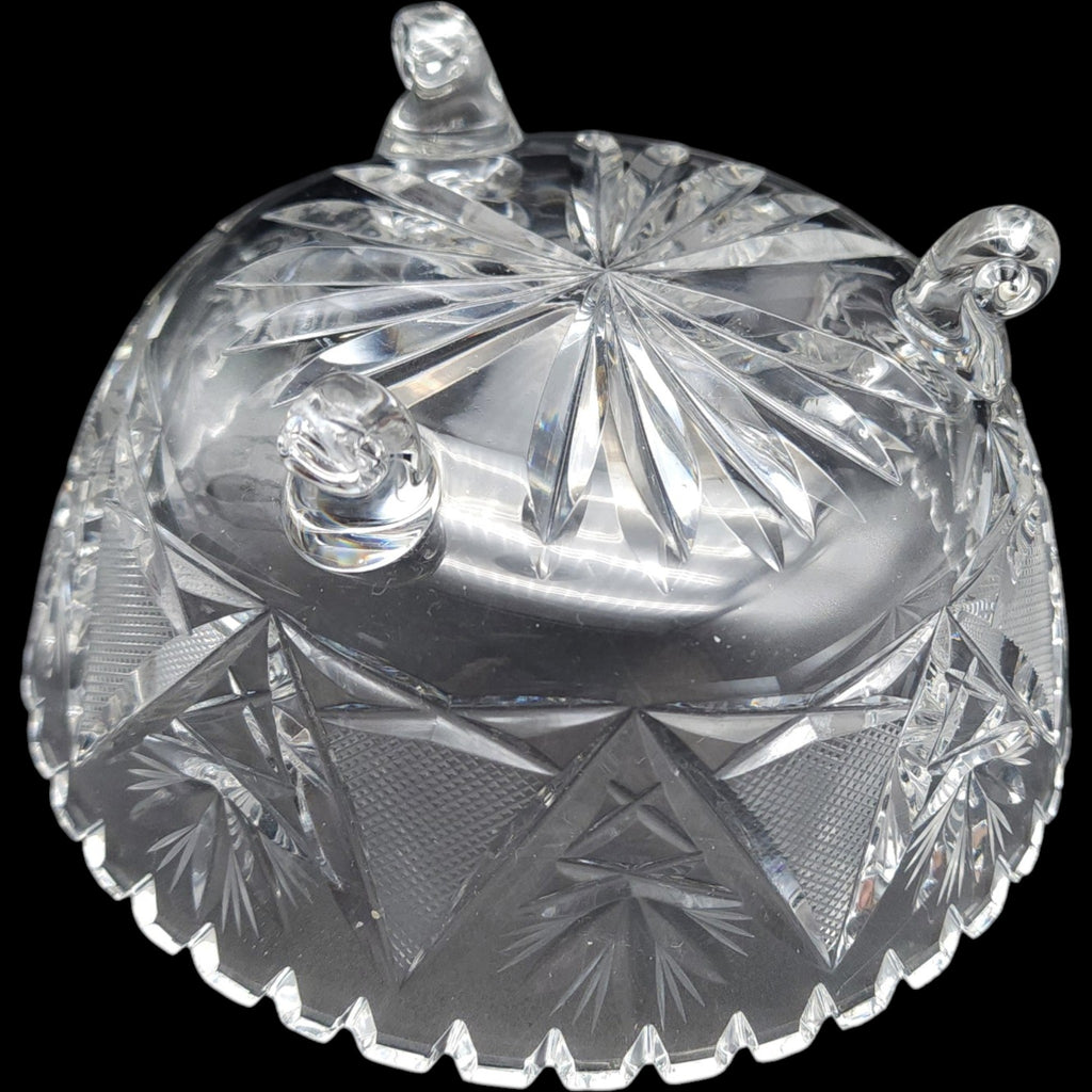 Vintage American Brilliant Style Cut Glass Three-Legged Footed Bowl