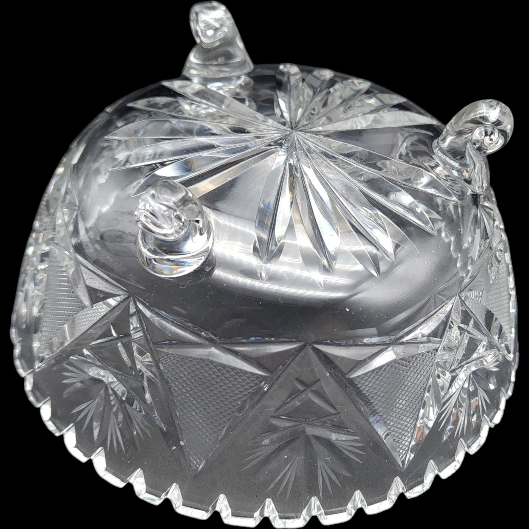 Vintage American Brilliant Style Cut Glass Three-Legged Footed Bowl