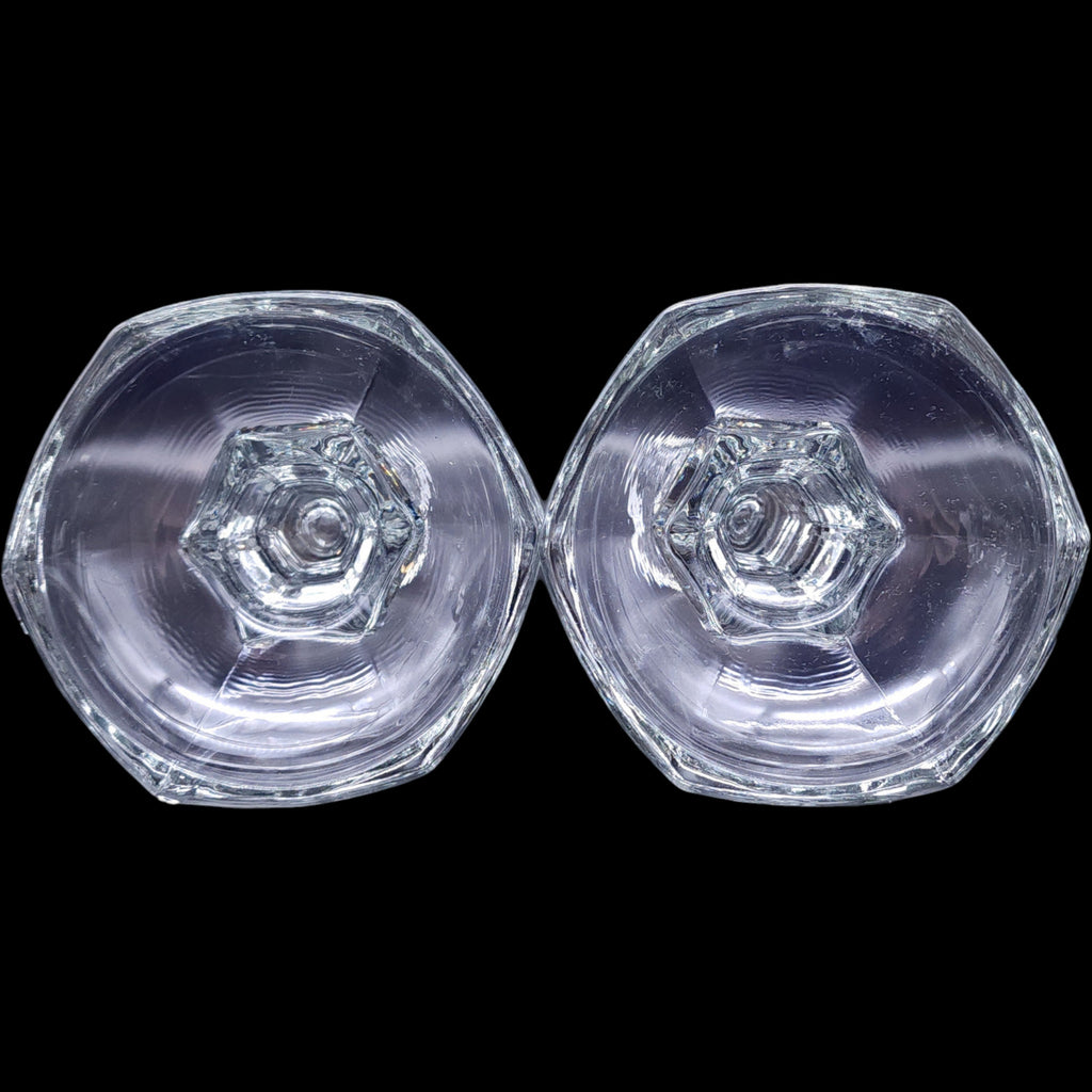 Vintage Anchor Hocking Bedford Clear Glass Taper Candlestick Holders Pair