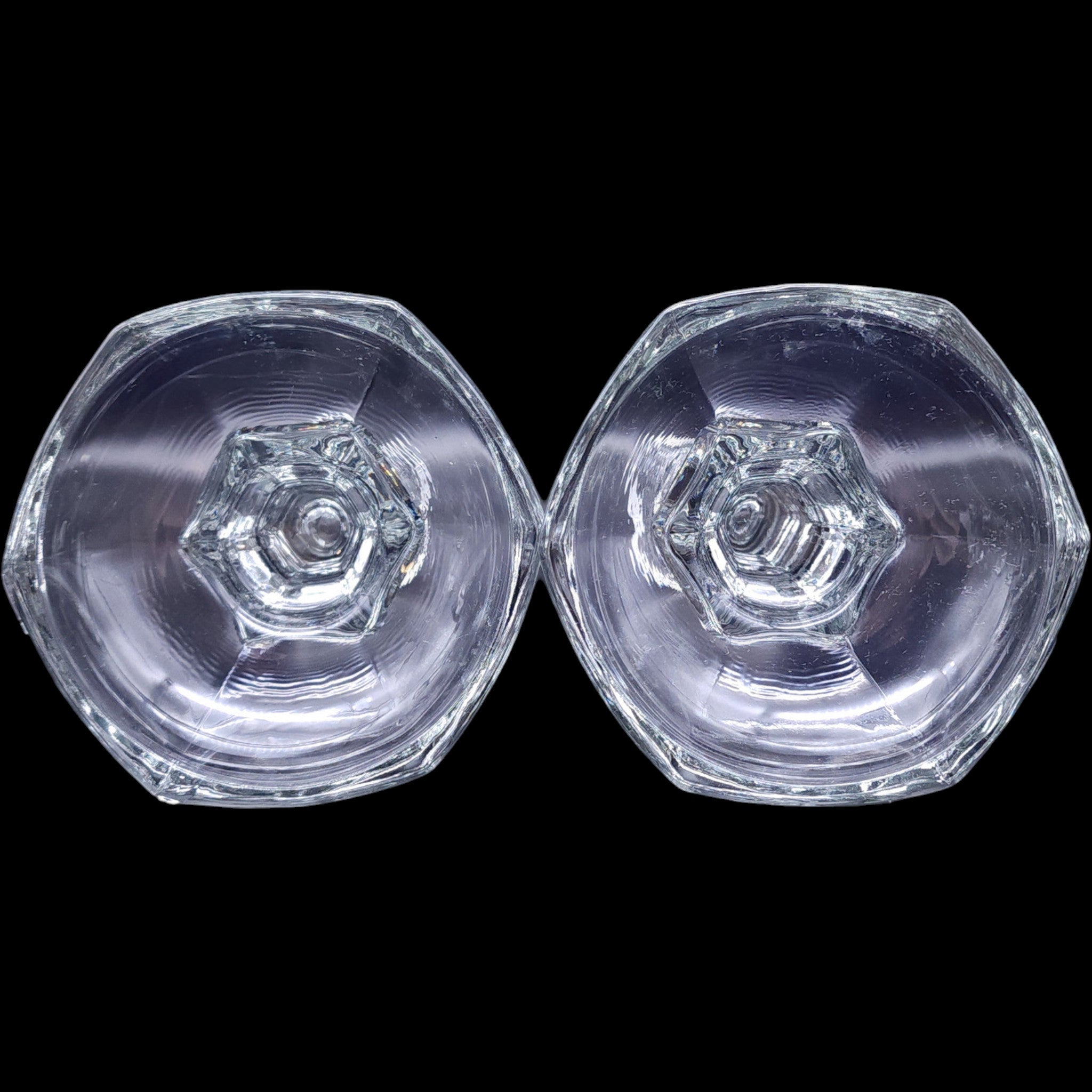 Vintage Anchor Hocking Bedford Clear Glass Taper Candlestick Holders Pair
