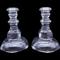 Vintage Anchor Hocking Bedford Clear Glass Taper Candlestick Holders Pair