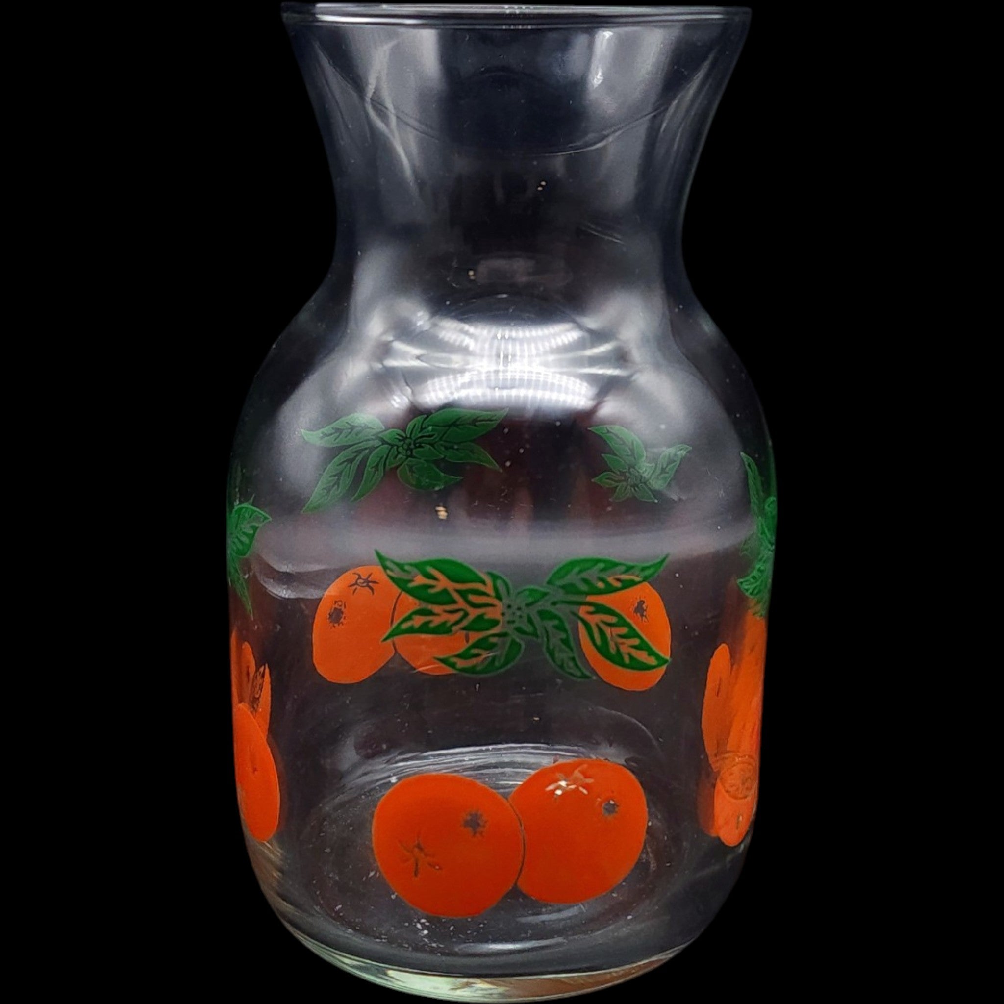 Vintage Anchor Hocking Clear Glass Juice Carafe Orange Citrus Pattern